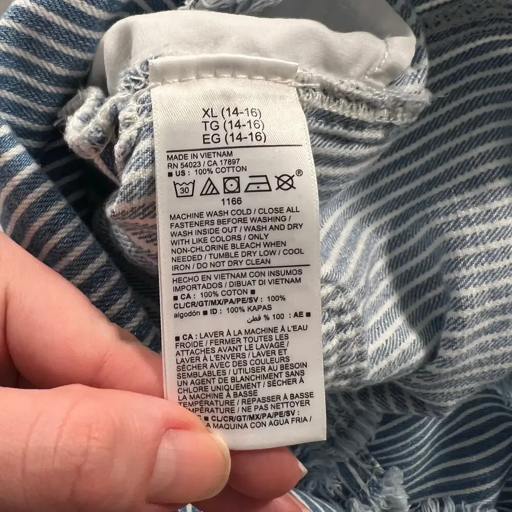 Old Navy XL Hickory Stripe Denim Short Overalls NWT